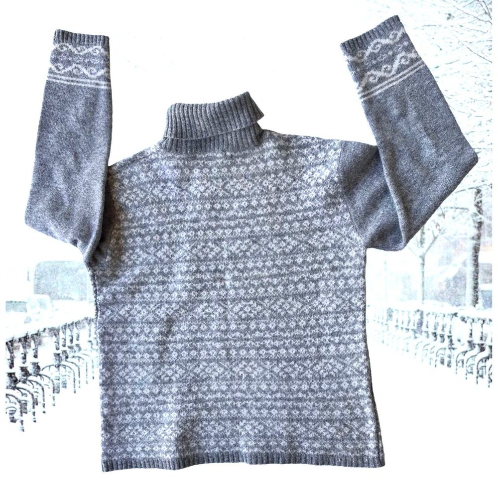 VTG Jillian Jones Turtleneck Sweater Medium Gray Lambswool Angora Snowfl… - Picture 9 of 12